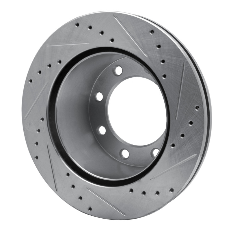 Ford F-250 Super Duty Brake Rotor (1) - Rear Left - R1 Concepts - Drilled & Slotted - Silver - `05-`12